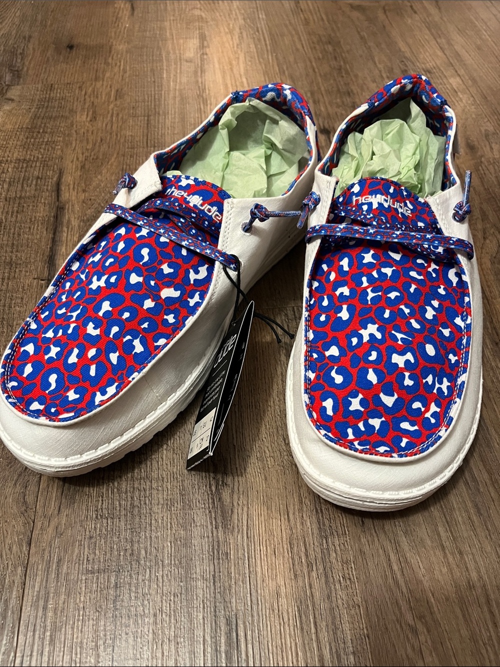 Hey Dude Wendy Leo Americana Slip-On Sneakers in Blue, Red & White NWT
